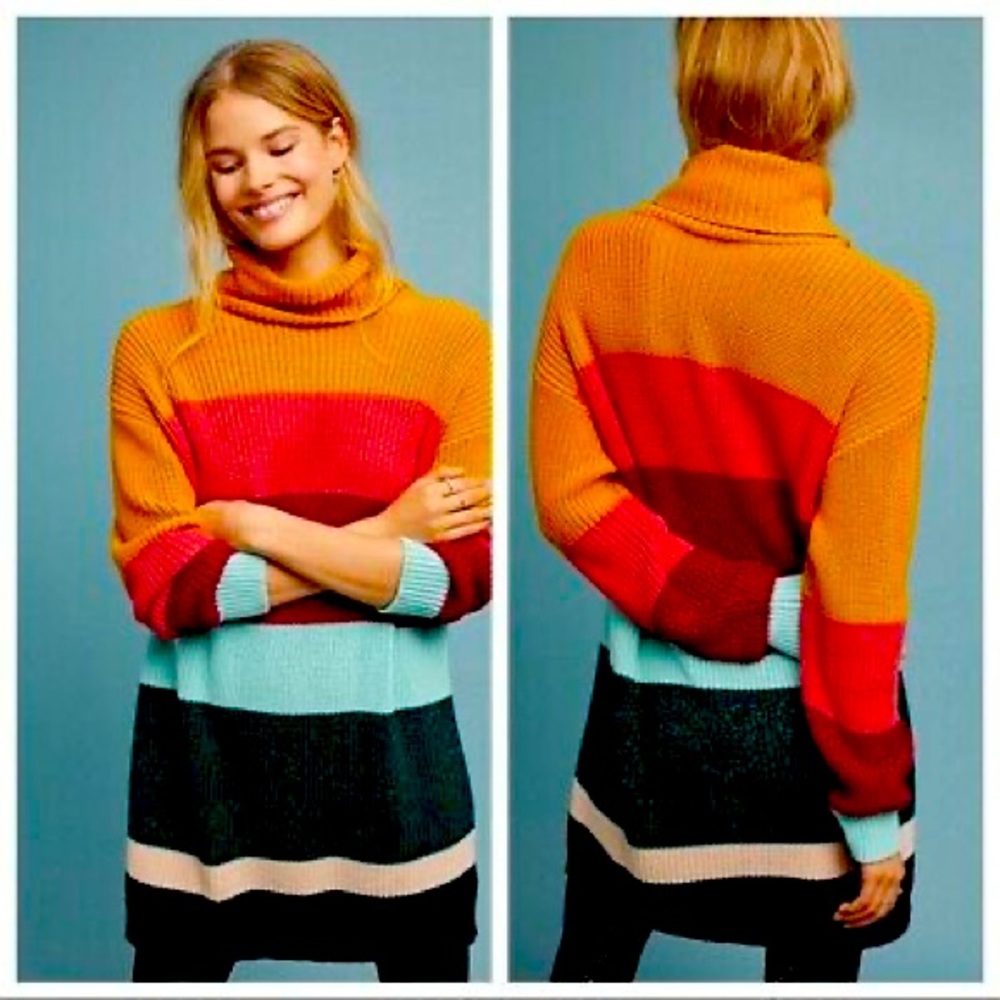 Anthro Farm Rio Boldly Striped Sweater Dress XS